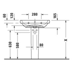 Duravit D-Code Waschtisch 460x650x165mm wandhäng. Weiß Hochglanz Rund 1 WP M 1 HL M... DURAVIT-2398650000 4067116336597 (Abb. 1)