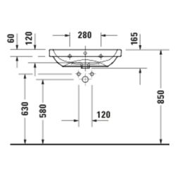 Duravit D-Code Waschtisch 460x650x165mm wandhäng. Weiß Hochglanz Rund 1 WP M 1 HL M... DURAVIT-2398650000 4067116336597 (Abb. 1)