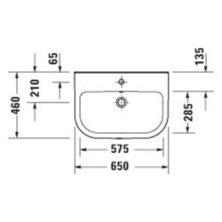 Duravit D-Code Waschtisch 460x650x165mm wandhäng. Weiß Hochglanz Rund 1 WP M 1 HL M... DURAVIT-2398650000 4067116336597 (Abb. 1)