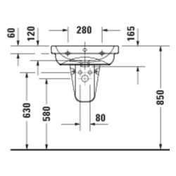 Duravit D-Code Waschtisch 430x550x165mm wandhäng. Weiß Hochglanz Rund 1 WP M 1 HL M... DURAVIT-2398550000 4067116338379 (Abb. 1)
