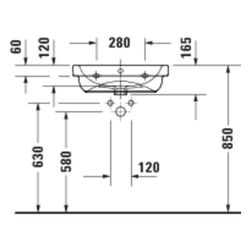 Duravit D-Code Waschtisch 430x550x165mm wandhäng. Weiß Hochglanz Rund 1 WP M 1 HL M... DURAVIT-2398550000 4067116338379 (Abb. 1)