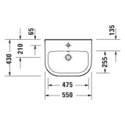 Duravit D-Code Waschtisch 430x550x165mm wandhäng. Weiß Hochglanz Rund 1 WP M 1 HL M... DURAVIT-2398550000 4067116338379 (Abb. 1)