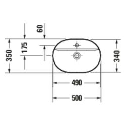 Duravit Luv Aufsatzbecken 500mm, Weiß Hochglanz/Seidenmatt, DuraCeram, Oval, mit HL... DURAVIT-0380502600 4053424901060 (Abb. 1)