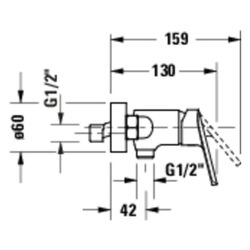 Duravit No.1 Einhebel-Brausemischer Aufputz, Chrom, Anschlussart S-Anschlüsse, 1/... DURAVIT-N14230000010 8000177315930 (Abb. 1)