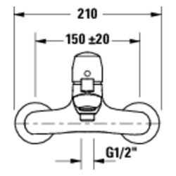 Duravit No.1 Einhebel-Wannenmischer Aufputz, Chrom, Anschlussart S-Anschlüsse, 1/... DURAVIT-N15230000010 8000177315947 (Abb. 1)