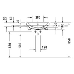 Duravit D-Code Halbeinbauwaschtisch 455x550x165mm, Weiß Hochglanz, 1 HL, mit ÜL, B... DURAVIT-24035500002 4067116382266 (Abb. 1)