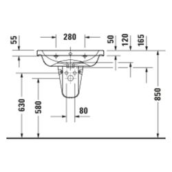 Duravit D-Code Waschtisch 480x650x165mm wandhäng. Weiß Hochglanz Rund 1 WP M 1 HL M... DURAVIT-2399650000 4067116339147 (Abb. 1)