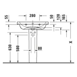 Duravit D-Code Waschtisch 480x650x165mm wandhäng. Weiß Hochglanz Rund 1 WP M 1 HL M... DURAVIT-2399650000 4067116339147 (Abb. 1)