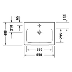 Duravit D-Code Waschtisch 480x650x165mm wandhäng. Weiß Hochglanz Rund 1 WP M 1 HL M... DURAVIT-2399650000 4067116339147 (Abb. 1)