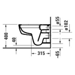 Duravit D-Code Wand-WC 540x370x360mm Weiß Hochglanz 2l Tiefspüler rimless waagerech... DURAVIT-2513090000 4067116358483 (Abb. 1)