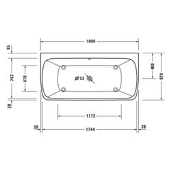 Duravit Qatego Whirlwanne Rechteckig, Vorwand, 870x1800x600mm, Air-System, 2 R... DURAVIT-760615000AS0000 4067116074185 (Abb. 1)