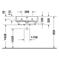 Duravit Balcoon Waschtisch 480x600x220mm wandhäng., Weiß Hochglanz, D-shaped, DuraS... DURAVIT-241160AA00 4067116439427 (Abb. 1)