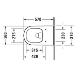 Duravit D-Code Stand WC 570x370x400mm Weiß Hochglanz Back to wall 45/3l Tiefspüler ... DURAVIT-2037090000 4067116338409 (Abb. 1)