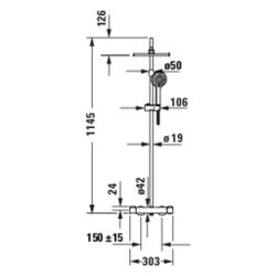 Duravit Shower Systems Duschsystem Edelstahl gebürstet, Thermostat, Kopfbrause 25... DURAVIT-TH4282008070 4067116316346 (Abb. 1)