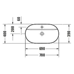 Duravit Luv Aufsatzbecken 700mm, Weiß Hochglanz, DuraCeram, Oval, mit HLB ohne Über... DURAVIT-0380700000 4053424901084 (Abb. 1)