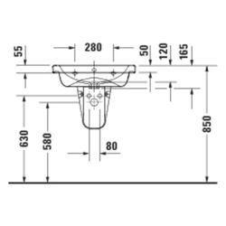 Duravit D-Code Waschtisch 480x600x165mm wandhäng. Weiß Hochglanz Rund 1 WP M 1 HL M... DURAVIT-2399600000 4067116377569 (Abb. 1)
