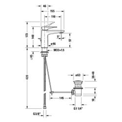 Duravit Tulum by Starck Einhebel-Waschtischmischer Mattschwarz FreshStart 140mm K... DURAVIT-TU1011001046 4067116462760 (Abb. 1)