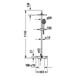 Duravit Shower Systems Duschsystem Chrom, Thermostat, Kopfbrause schwenkbar, 14,5... DURAVIT-TH5280008010 4067116476392 (Abb. 1)