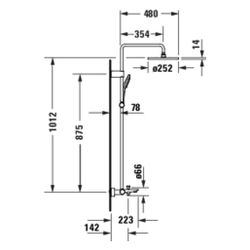 Duravit Shower Systems Duschsystem Chrom, Thermostat, Kopfbrause schwenkbar, 14,5... DURAVIT-TH5280008010 4067116476392 (Abb. 1)