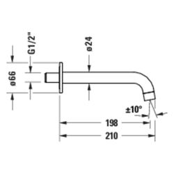 Duravit No.1 Wanneneinlauf Wandmontage Edelstahl gebürstet Rosette rund Ausladung... DURAVIT-N15240010070 4067116465822 (Abb. 1)