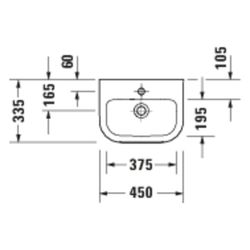 Duravit D-Code Handwaschbecken 335x450x145mm, Weiß Hochglanz, Rund,1 Waschplatz/HL ... DURAVIT-0748450000 4067116338454 (Abb. 1)