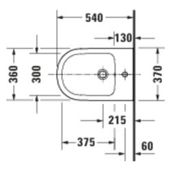 Duravit D-Code Wandbidet 540x370x340mm Weiß Hochglanz 1 HL mit HLB/Überlauf... DURAVIT-2723150000 4067116338423 (Abb. 1)