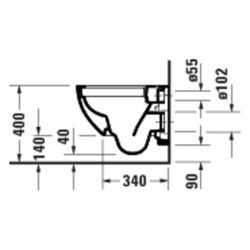 Duravit D-Code Wand-WC 480x370x360mm Weiß Hochglanz 45l Tiefspüler rimless waagerec... DURAVIT-2515090000 4067116338447 (Abb. 1)