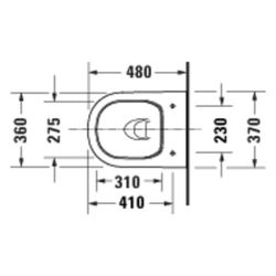 Duravit D-Code Wand-WC 480x370x360mm Weiß Hochglanz 45l Tiefspüler rimless waagerec... DURAVIT-2515090000 4067116338447 (Abb. 1)