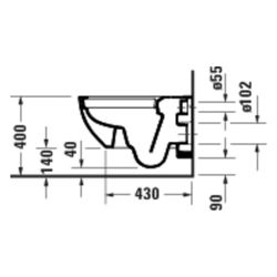 Duravit D-Code Wand-WC 570x370x360mm Weiß Hochglanz 45l Tiefspüler rimless waagerec... DURAVIT-2514090000 4067116338416 (Abb. 1)