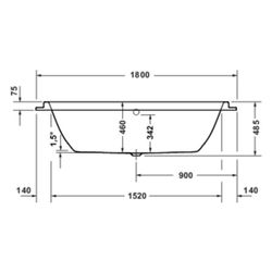 Duravit Balcoon Badewanne 485x800x1800mm, Mattweiß, Rechteckig, Einbau, 2 Rück... DURAVIT-700679030000000 4067116467376 (Abb. 1)