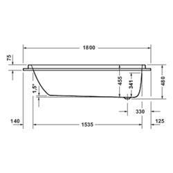 Duravit Balcoon Badewanne 480x800x1800mm, Weiß glänzend, Rechteckig, Einbau, 1... DURAVIT-700678000000000 4067116447934 (Abb. 1)
