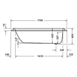 Duravit Balcoon Badewanne 480x750x1700mm, Weiß, Rechteckig, Einbau, 1 Rückensc... DURAVIT-700677000000000 4067116447927 (Abb. 1)