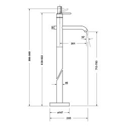 Duravit Balcoon Einhebel-Wannenmischer bodenstehend, Edelstahl gebürstet, 21l/min... DURAVIT-BA5250000070 4067116472325 (Abb. 1)