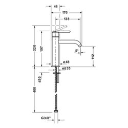Duravit Balcoon Einhebel-Waschtischmischer M FreshStart, MinusFlow, Edelstahl geb... DURAVIT-BA1023002070 4067116471878 (Abb. 1)
