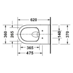 Duravit Starck 3 Wand-WC 620x370x375mm Weiß Hochglanz 45l Tiefspüler rimless waager... DURAVIT-2522090000 4067116415841 (Abb. 1)