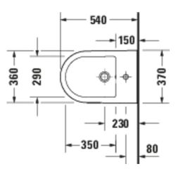 Duravit D-Code Wandbidet 540x360x400mm Weiß Hochglanz 1 HL HLB Überlauf verdeckte ... DURAVIT-27271500002 4067116449136 (Abb. 1)