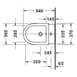 Duravit Balcoon Wandbidet 540x370x290mm Weiß Hochglanz DuraShield 1 HL HLB Überlauf... DURAVIT-272615AA00 4067116441673 (Abb. 1)