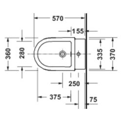 Duravit Balcoon Stand Bidet 570x370x400mm Weiß Seidenmatt DuraShield 1 HL mit Überl... DURAVIT-272610AC00 4067116443998 (Abb. 1)