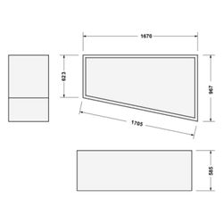 Duravit No.1 Wannenträger, Trapezförmig, gerade Seitenwand, 1700x1000mm, Ecke ... DURAVIT-792438000000000 4063382316950 (Abb. 1)