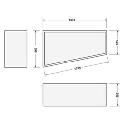 Duravit No.1 Wannenträger, Trapezförmig, gerade Seitenwand, 1700x1000mm, Ecke ... DURAVIT-792437000000000 4063382316943 (Abb. 1)