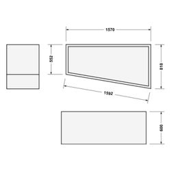 Duravit No.1 Wannenträger, Trapezförmig, gerade Seitenwand, 1600x850mm, Ecke R... DURAVIT-792436000000000 4063382316936 (Abb. 1)