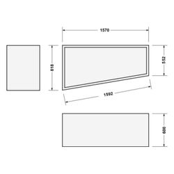 Duravit No.1 Wannenträger, Trapezförmig, gerade Seitenwand, 1600x850mm, Ecke L... DURAVIT-792435000000000 4063382316929 (Abb. 1)