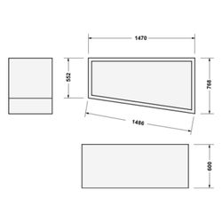 Duravit No.1 Wannenträger, Trapezförmig, gerade Seitenwand, 1500x800mm, Ecke R... DURAVIT-792434000000000 4063382316912 (Abb. 1)