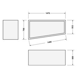 Duravit No.1 Wannenträger, Trapezförmig, gerade Seitenwand, 1500x800mm, Ecke L... DURAVIT-792433000000000 4063382316905 (Abb. 1)