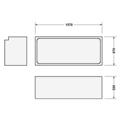 Duravit D-Code Badewannenträger 670x1570x515mm, Rechteckig, gerade Seitenwand ... DURAVIT-790470000000000 4021534401749 (Abb. 1)