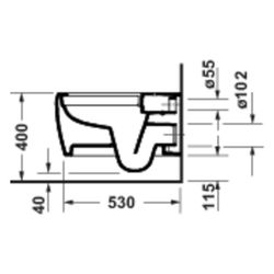Duravit Qatego Wand-WC 570x385x360mm Weiß Hochglanz 4l Tiefspüler rimless waagerech... DURAVIT-2583090000 4067116339376 (Abb. 1)