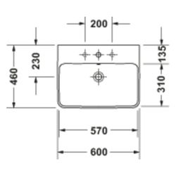 Duravit ME by Starck Waschtisch 460x600x180mm wh Weiß HG, Rechteckig, WonderGliss,... DURAVIT-23356000001 4021534966583 (Abb. 1)