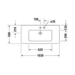 Duravit ME by Starck Waschtisch 490x1030x175mm, WonderGliss, Weiß SDM, Rechteckig,... DURAVIT-23361032601 4053424892870 (Abb. 1)