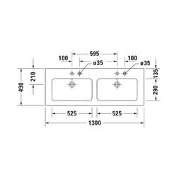 Duravit ME by Starck Doppelwaschtisch 490x1300x180mm wh, Weiß SM, Rechteckig, Wond... DURAVIT-23361332601 4053424892993 (Abb. 1)