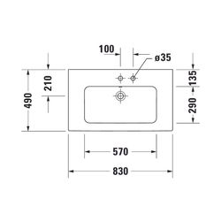 Duravit ME by Starck Waschtisch 490x830x180mm, Weiß Hochglanz, Rechteckig, 1 Waschp... DURAVIT-2336830000 4021534966538 (Abb. 1)